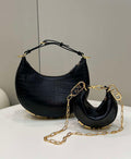 Fendi 8BR798 Fendigraphy Small Black Crocodile leather bag