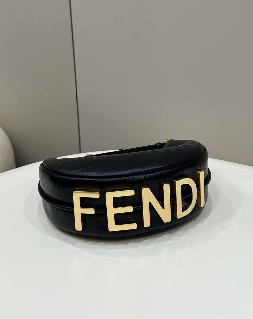 Fendi 8BR798 Fendigraphy Small Black Crocodile leather bag - Default Title - View 6