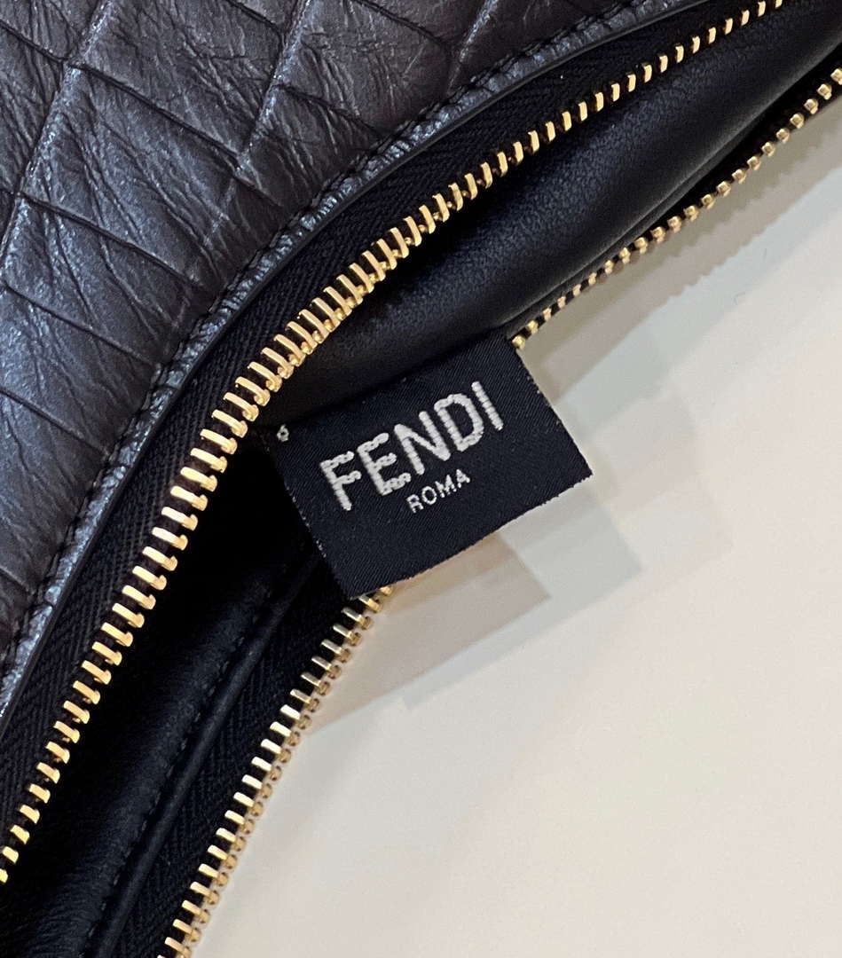 Fendi 8BR798 Fendigraphy Small Black Crocodile leather bag