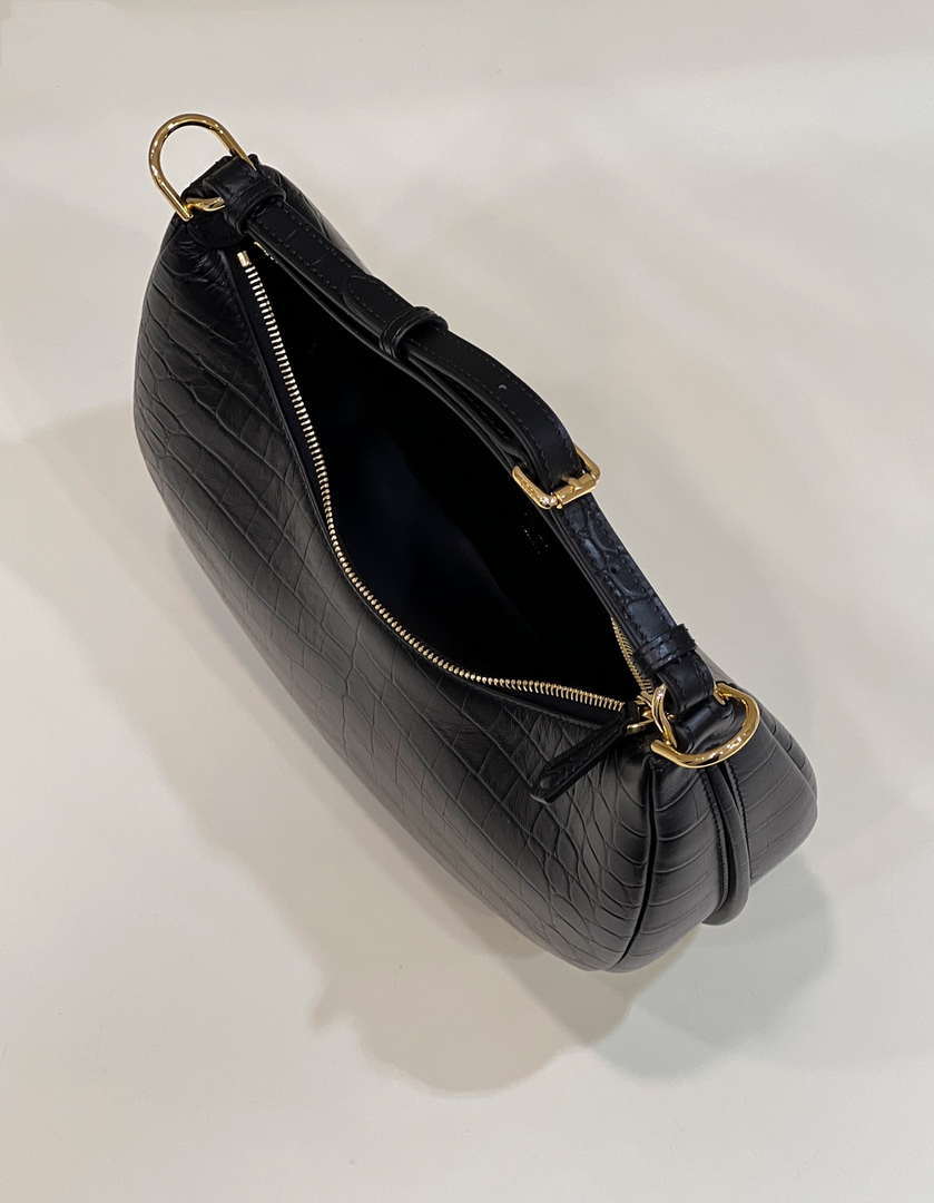 Fendi 8BR798 Fendigraphy Small Black Crocodile leather bag