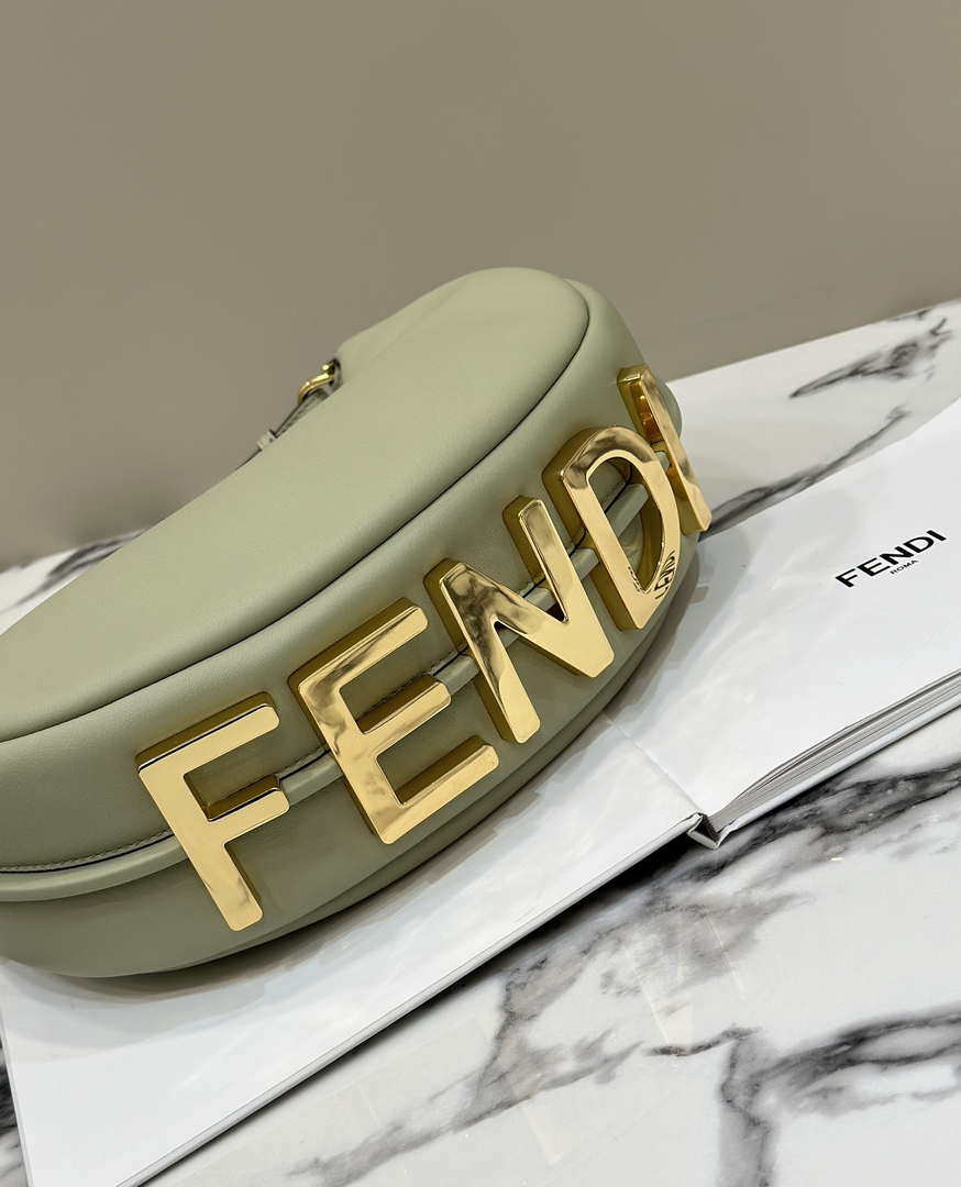 Fendi 8BR798 Fendigraphy Small Green leather bag 80056M
