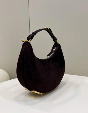 Fendi 8BR798 Fendigraphy Small Coffee suede bag - Default Title - View 1