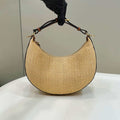 Fendi 8BR798 Fendigraphy Small Natural Raffia and Brown leather bag 80145 - Default Title - View 1