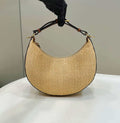 Fendi 8BR798 Fendigraphy Small Natural Raffia and Brown leather bag 80145