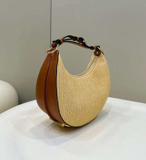 Fendi 8BR798 Fendigraphy Small Natural Raffia and Brown leather bag 80145 - Default Title - View 2