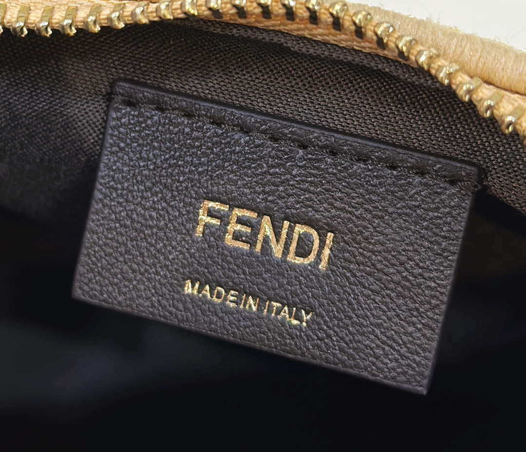 Fendi 8BR798 Fendigraphy Small Natural Raffia and Brown leather bag 80145