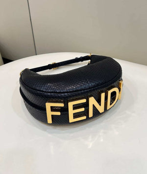 Fendi 8BR798 Fendigraphy Small Snake skin Leather bag Black - Default Title - View 3