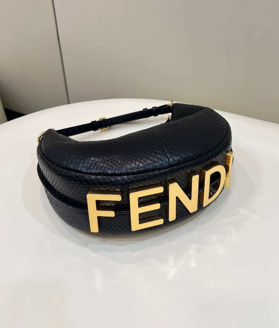 Fendi 8BR798 Fendigraphy Small Snake skin Leather bag Black - Default Title - View 3