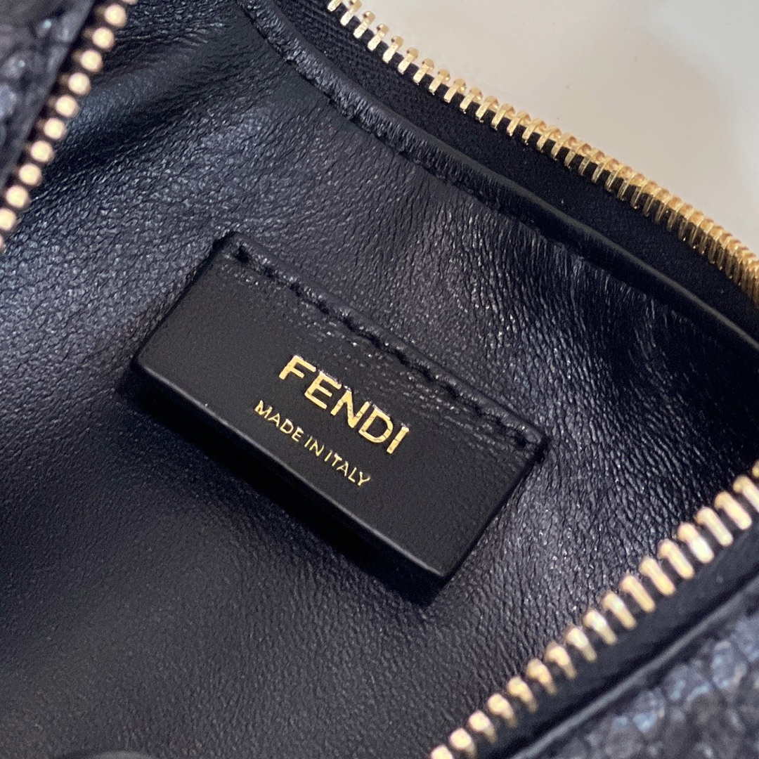 Fendi 8BR798 Fendigraphy Small Snake skin Leather bag Black