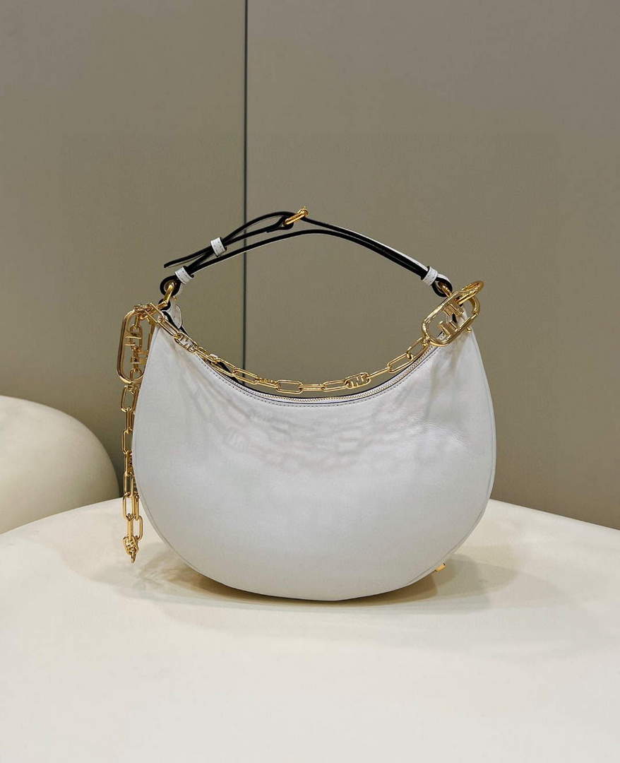 Fendi 8BR798 Fendigraphy Small White leather bag 80056M White
