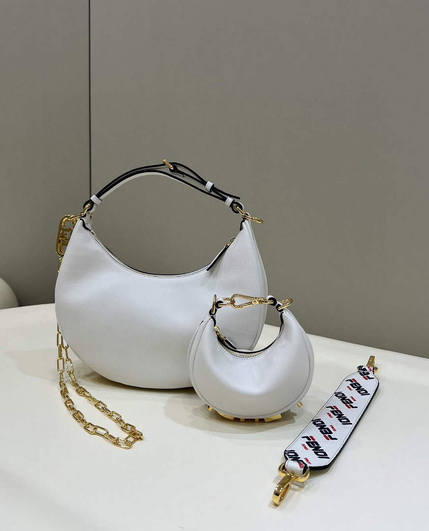 Fendi 8BR798 Fendigraphy Small White leather bag 80056M White