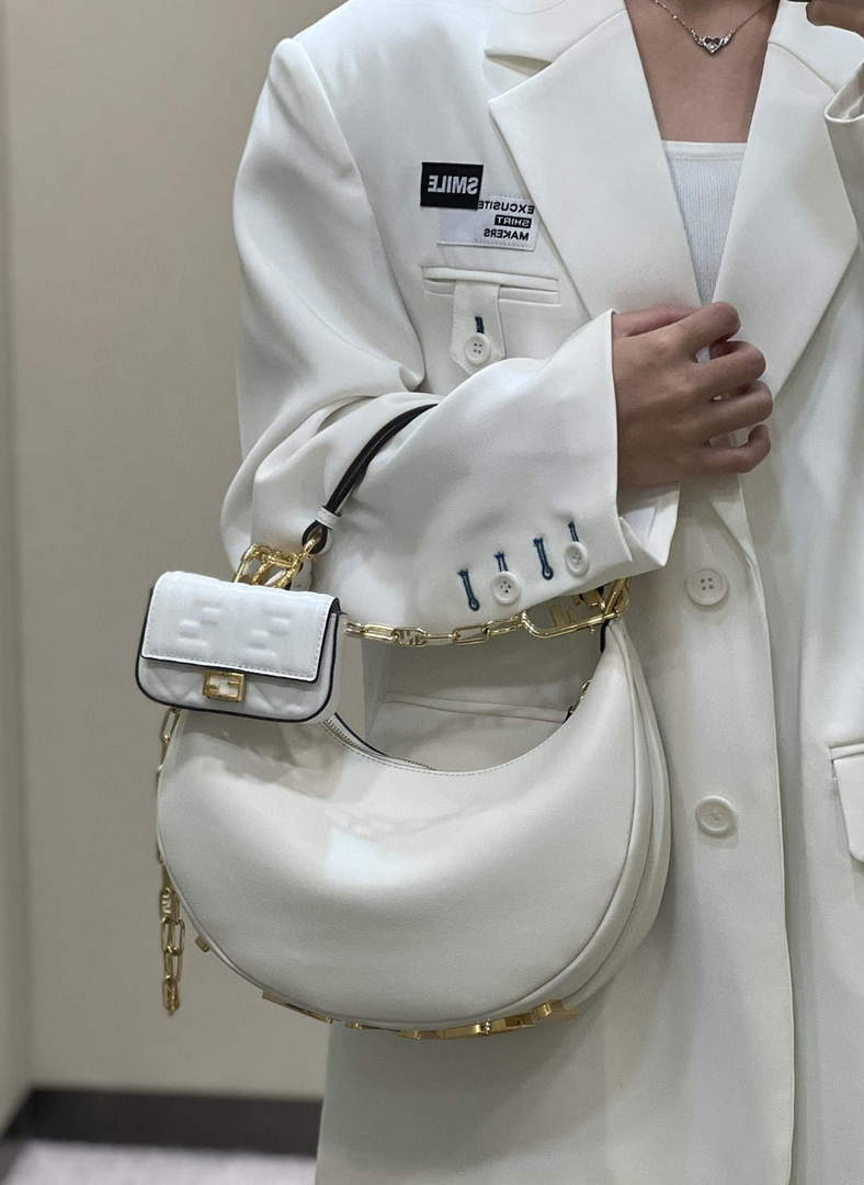 Fendi 8BR798 Fendigraphy Small White leather bag 80056M White