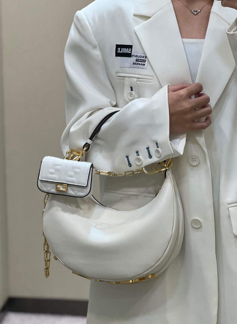 Fendi 8BR798 Fendigraphy Small White leather bag 80056M White