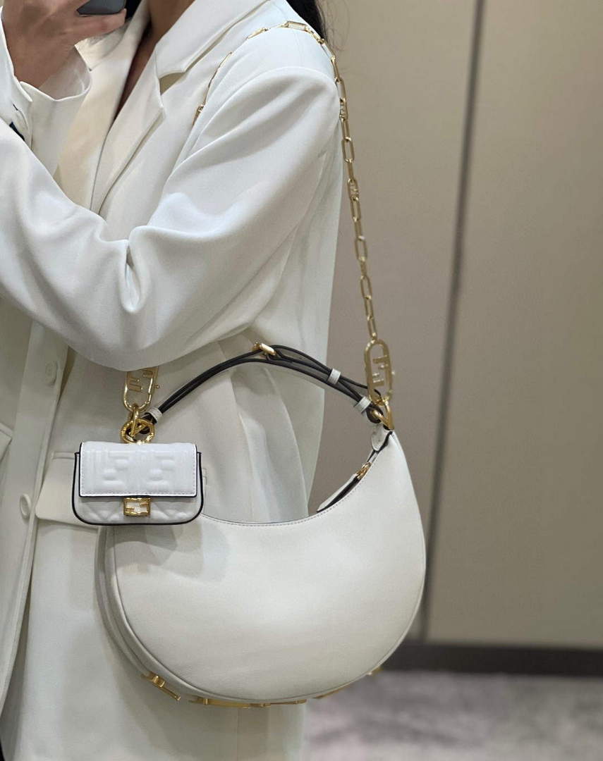 Fendi 8BR798 Fendigraphy Small White leather bag 80056M White