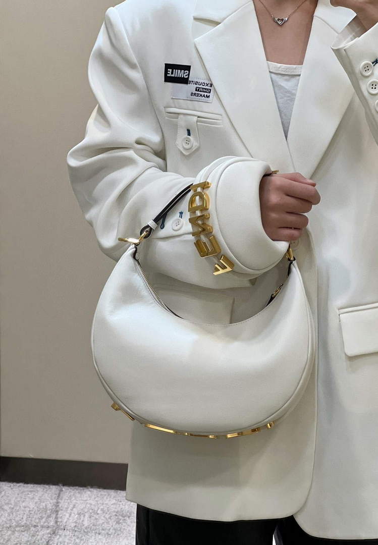Fendi 8BR798 Fendigraphy Small White leather bag 80056M White