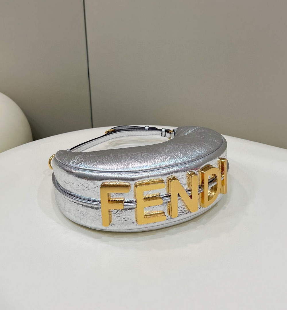 Fendi 8BR798 Fendigraphy Small White leather bag 80056M Silver - Default Title - View 1