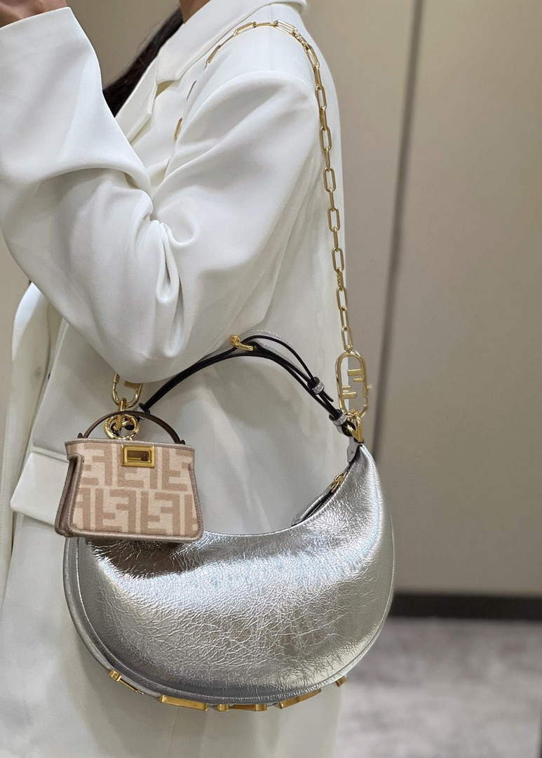 Fendi 8BR798 Fendigraphy Small White leather bag 80056M Silver - Default Title - View 4