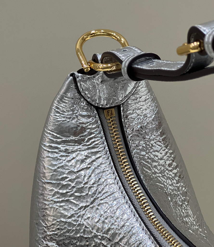 Fendi 8BR799 Fendigraphy Medium Silver laminated leather bag