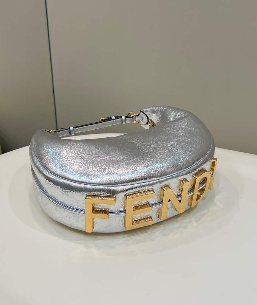 Fendi 8BR799 Fendigraphy Medium Silver laminated leather bag - Default Title - View 4