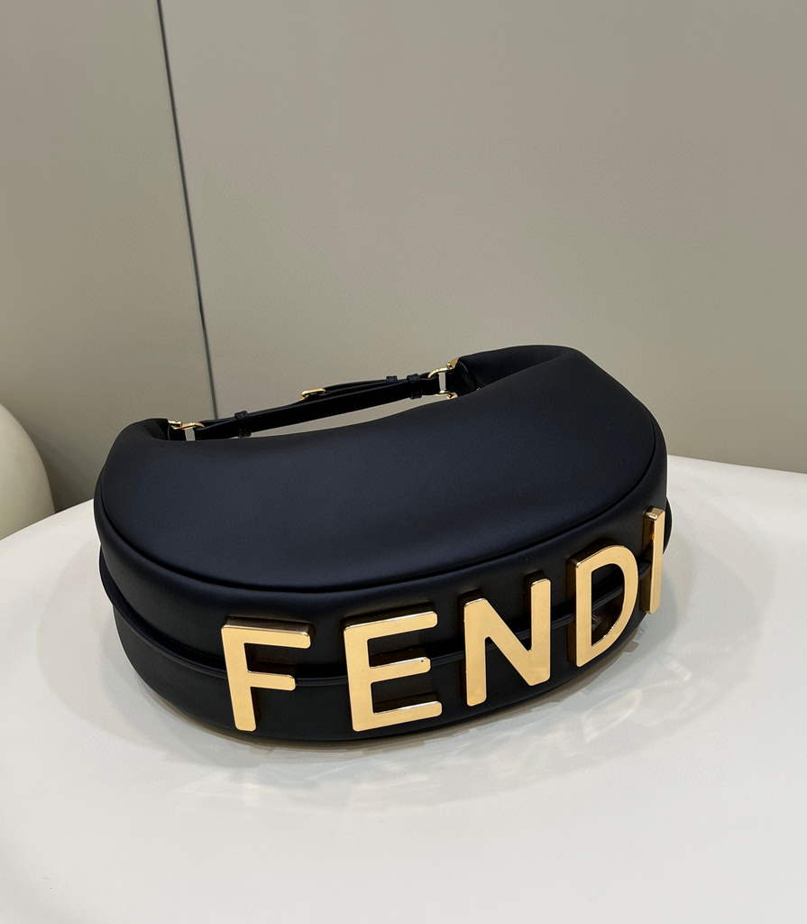 Fendi 8BR799 Fendigraphy Medium Black laminated leather bag - Default Title - View 4