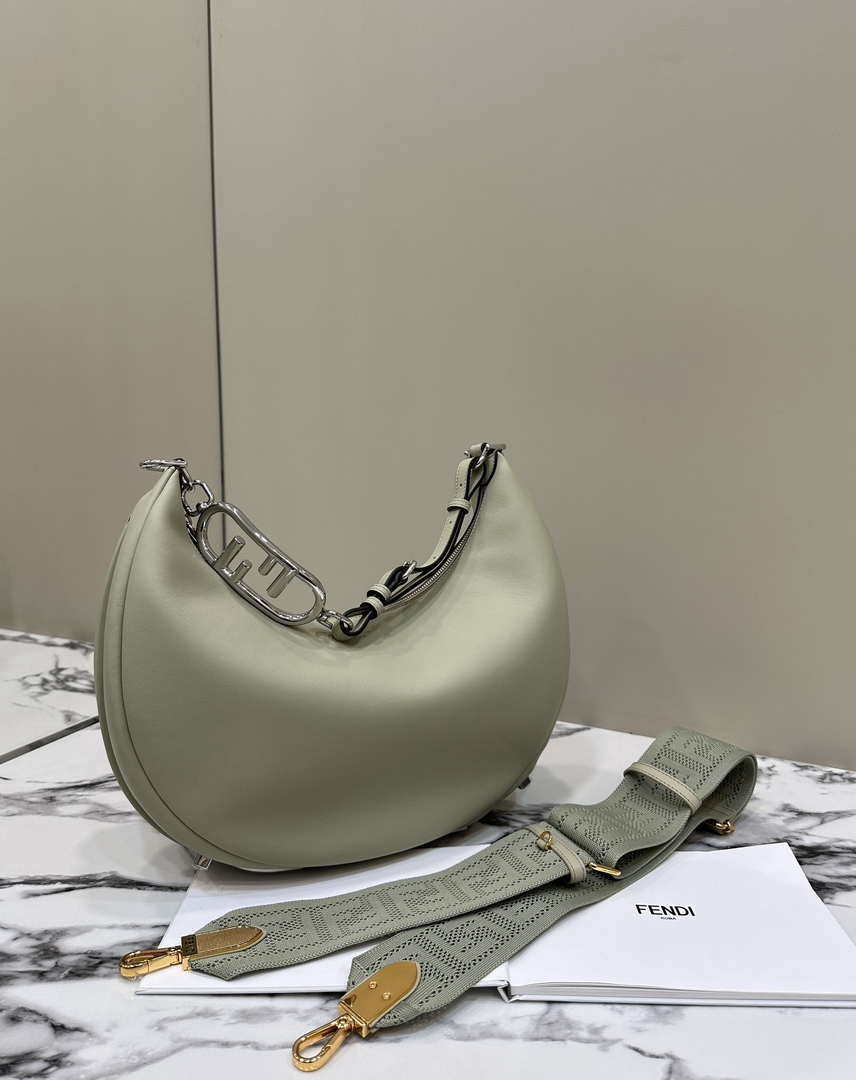 Fendi 8BR799 Fendigraphy Medium Green laminated leather bag 80136L