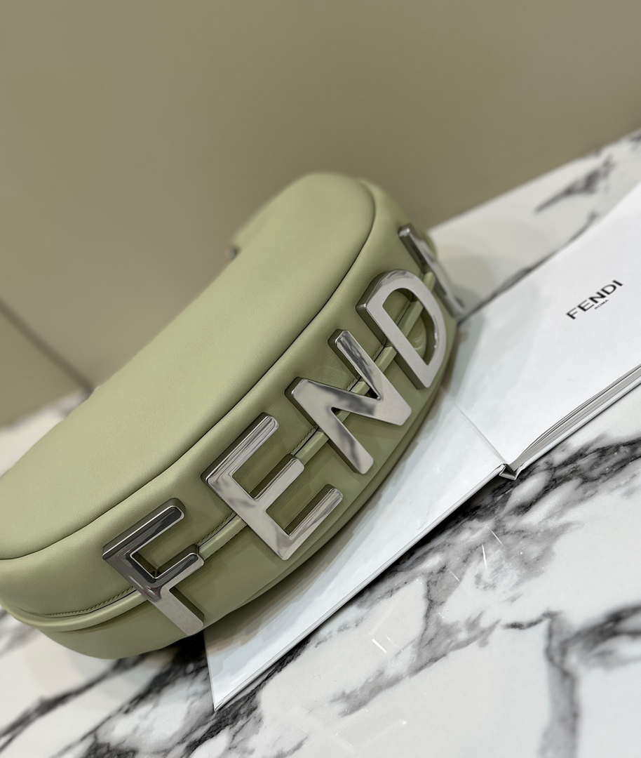 Fendi 8BR799 Fendigraphy Medium Green laminated leather bag 80136L