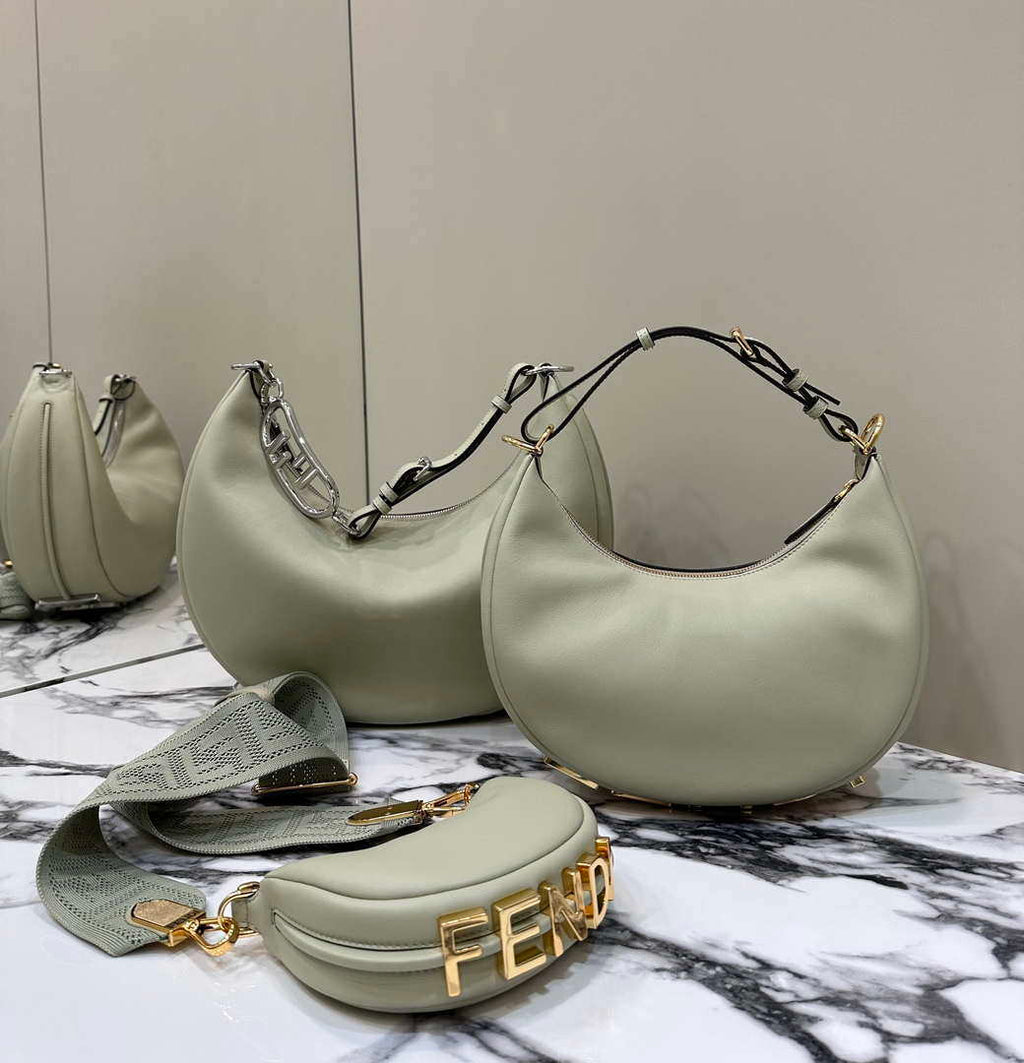 Fendi 8BR799 Fendigraphy Medium Green laminated leather bag 80136L