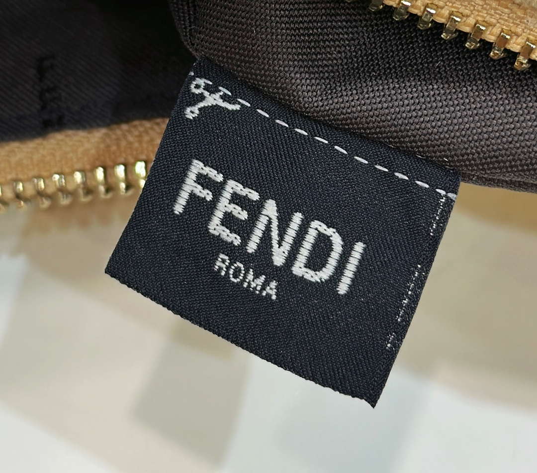 Fendi 8BR799 Fendigraphy Medium Natural Raffia and Brown leather bag
