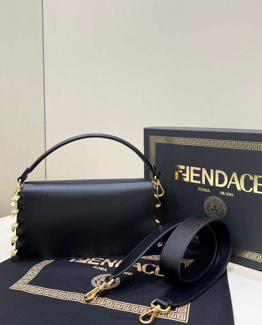 Fendi 8BR801 Baguette Brooch Bag Black
