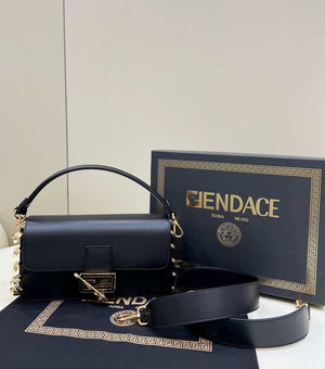 Fendi 8BR801 Baguette brooch Fendace Black leather 8563 bag - Default Title - View 1