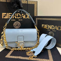 Fendi 8BR801 Baguette brooch Fendace Blue leather 8563 bag - Default Title - View 1