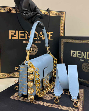 Fendi 8BR801 Baguette brooch Fendace Blue leather 8563 bag - Default Title - View 3