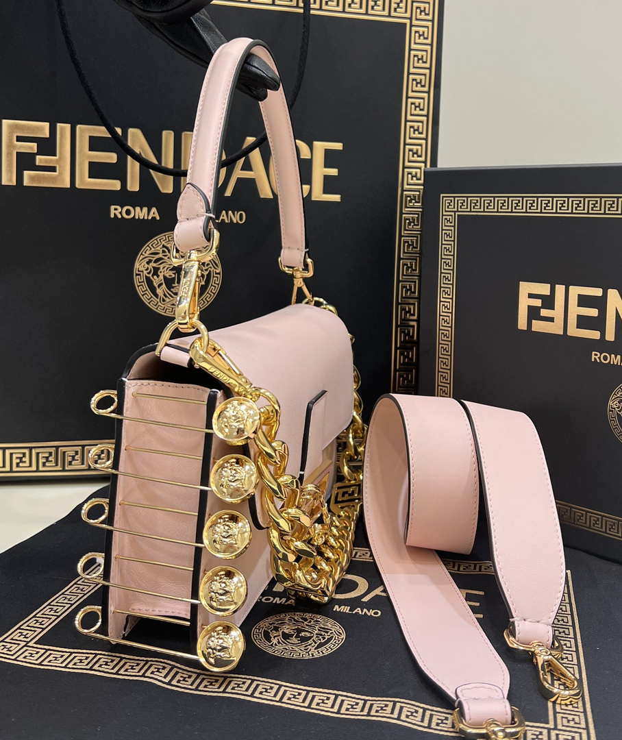 Fendi 8BR801 Baguette brooch Fendace Pink leather 8563 bag - Default Title - View 3