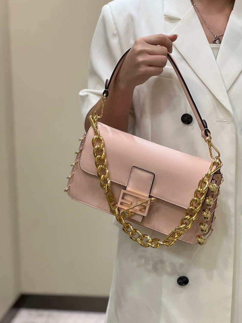 Fendi 8BR801 Baguette brooch Fendace Pink leather 8563 bag - Default Title - View 10