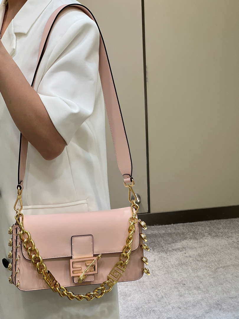Fendi 8BR801 Baguette brooch Fendace Pink leather 8563 bag - Default Title - View 11