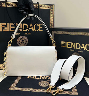 Fendi 8BR801 Baguette brooch Fendace White leather 8563 bag - Default Title - View 2