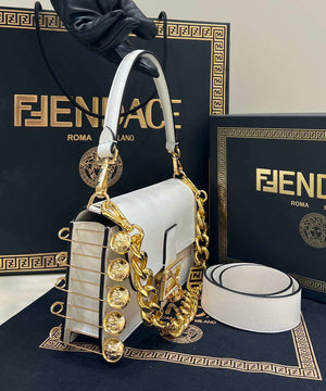 Fendi 8BR801 Baguette brooch Fendace White leather 8563 bag - Default Title - View 3