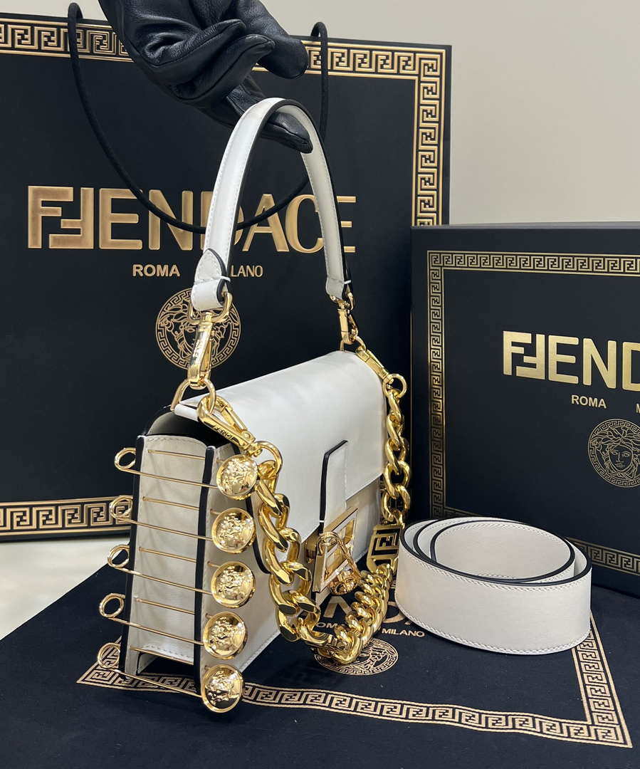 Fendi 8BR801 Baguette brooch Fendace White leather 8563 bag - Default Title - View 3
