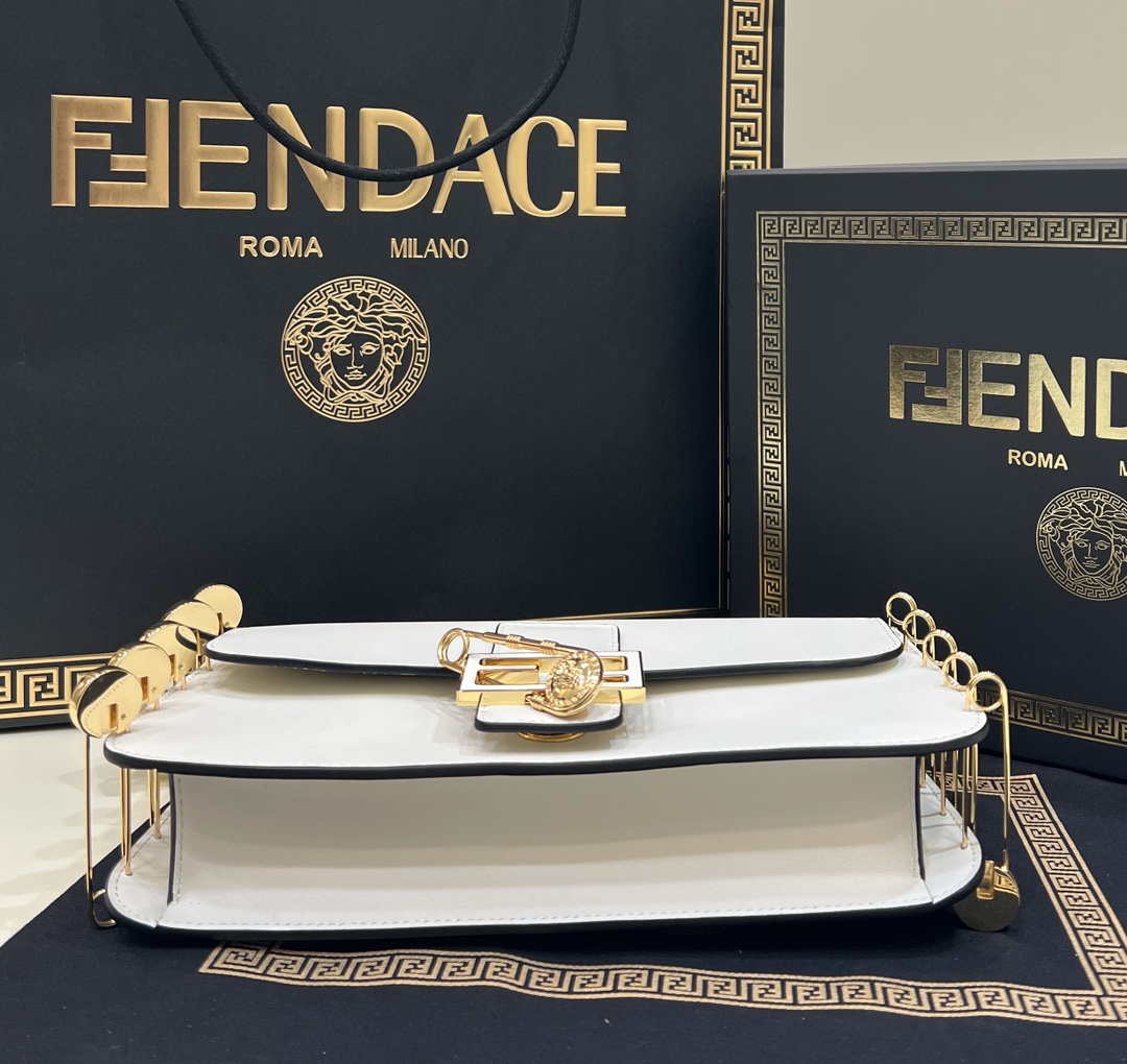 Fendi 8BR801 Baguette brooch Fendace White leather 8563 bag - Default Title - View 4