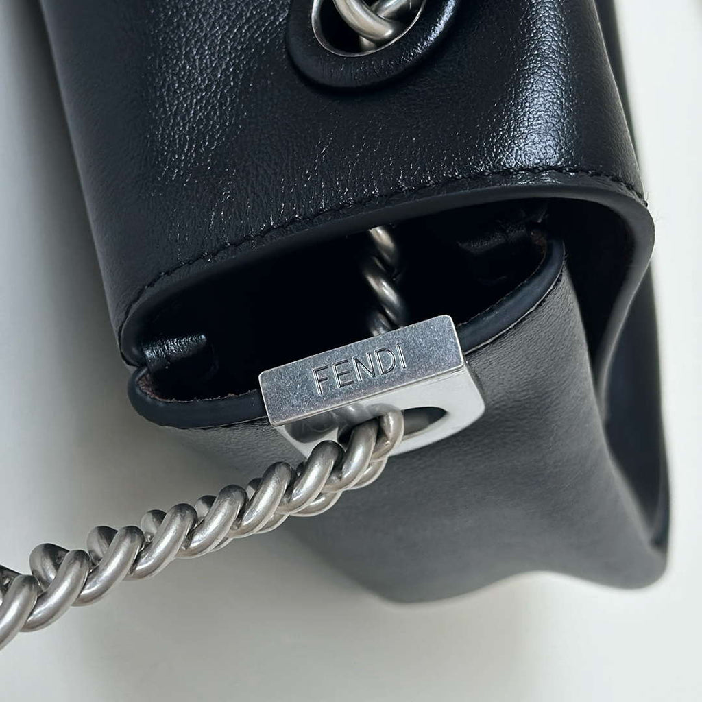 Fendi 8BR828AS7AF1QD0 Baguette Chain Large Black leather bag Black 8669