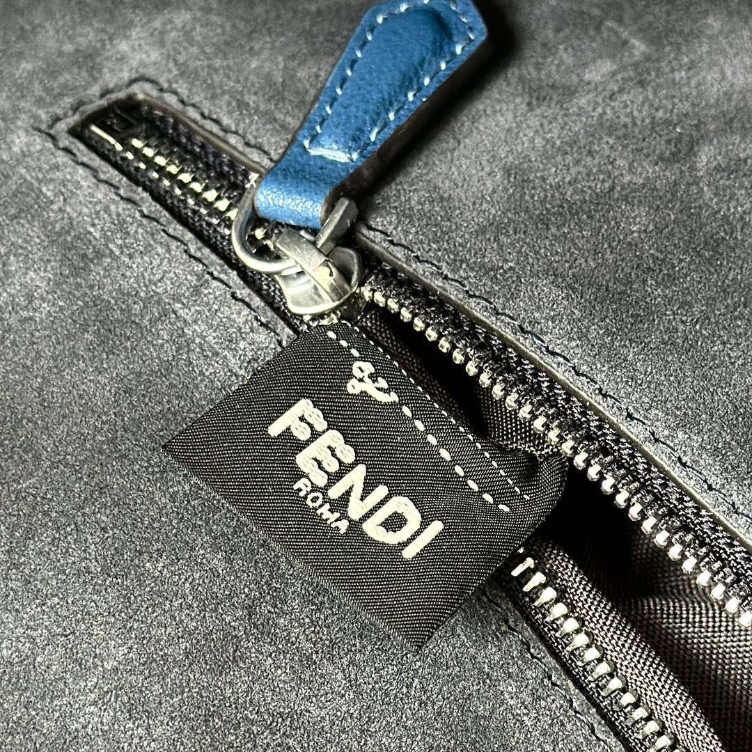Fendi 8BR828AS7AF1QD0 Baguette Chain Large Black leather bag 8669 Blue - Default Title - View 10