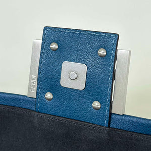Fendi 8BR828AS7AF1QD0 Baguette Chain Large Black leather bag 8669 Blue - Default Title - View 11