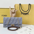 Fendi 8BR828AS7AF1QD0 Baguette Chain Large Blue denim-effect FF jacquard bag 8638