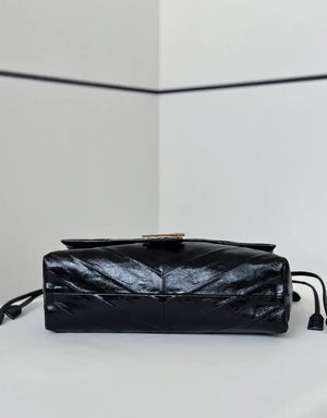 Fendi 8BR833AQ0DF1SK5 Mamma Baguette Medium Black eel skin leather bag 8677M - Default Title - View 3