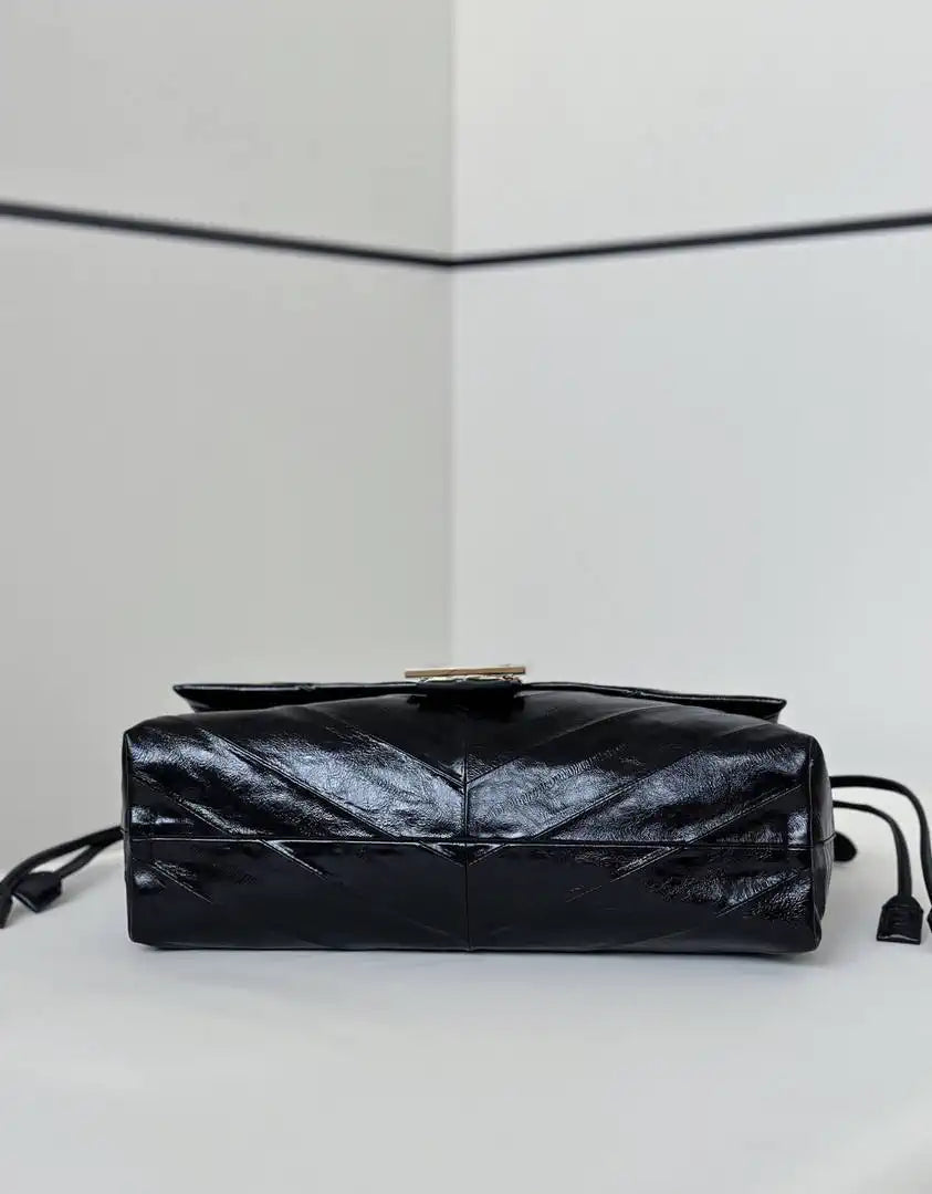 Fendi 8BR833AQ0DF1SK5 Mamma Baguette Medium Black eel skin leather bag 8677M - Default Title - View 3