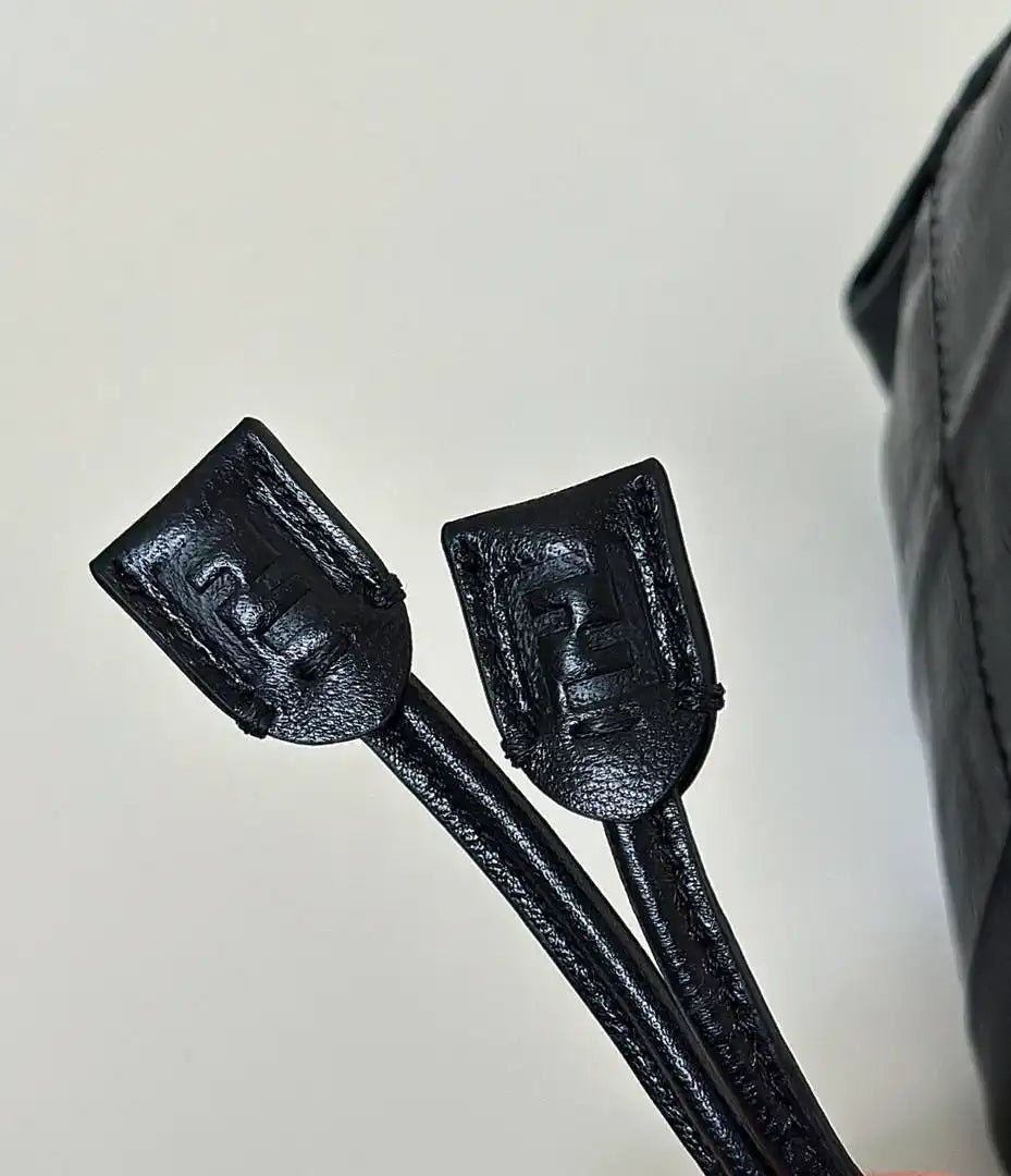 Fendi 8BR833AQ0DF1SK5 Mamma Baguette Medium Black eel skin leather bag 8677M - Default Title - View 5