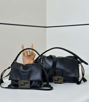 Fendi 8BR833AQ0DF1SK5 Mamma Baguette Medium Black nappa leather bag 8677M - Default Title - View 2