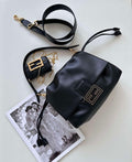 Fendi 8BR833AQ0DF1SK5 Mamma Baguette Medium Black nappa leather bag 8677M