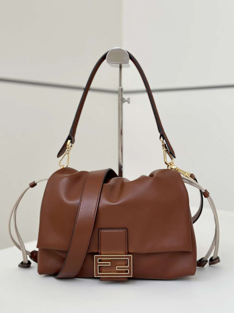 Fendi 8BR833AQ0DF1SK5 Mamma Baguette Medium Brown nappa leather bag 8677M - Default Title - View 2