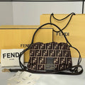 Fendi 8BR833AQ0DF1SK5 Mamma Baguette Medium  Dark Brown FF flocked bag - Default Title - View 1